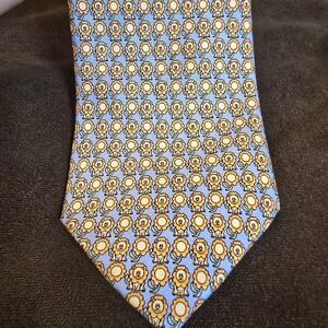 Pierre Cardin Silk Tie Light Blue Lions Flower Print Designer Rare Vintage